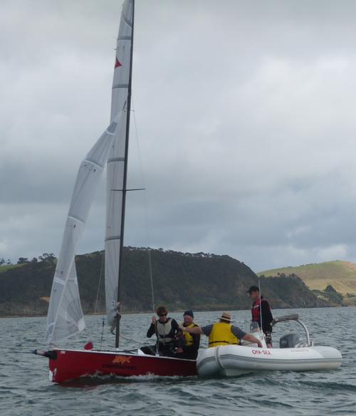 Bax Contractors had the oldest and youngest competitor on board. Serving lunches was the designer of half the boats in the fleet David Lee - 2013 South Pacific and New Zealand National Championships &copy; Antje Muller